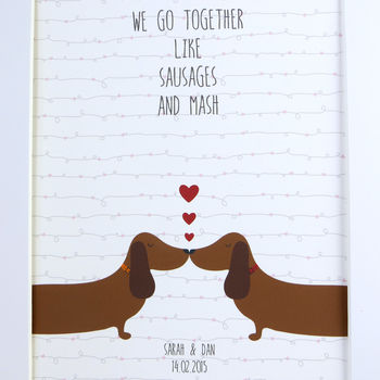 Personalised Sausage Dog Love Print, 2 of 7