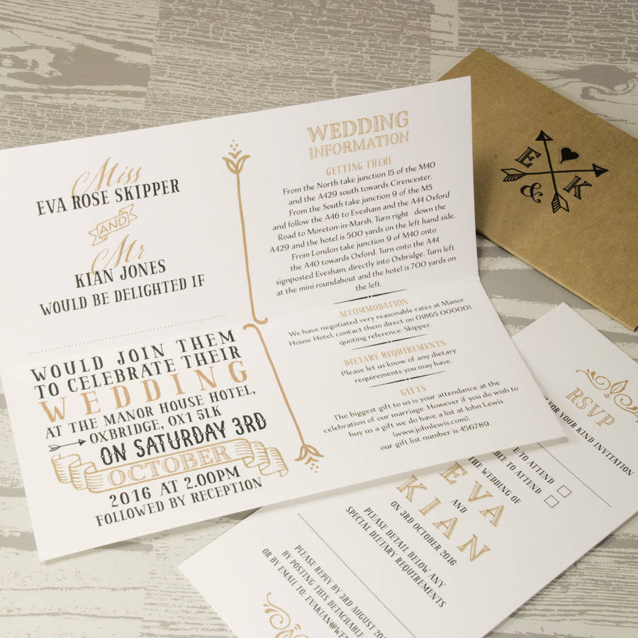 lucky arrows vintage kraft wedding invitation by love ...