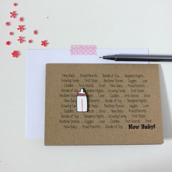 New Baby Congratulations Card With Baby Bottle, 7 of 8