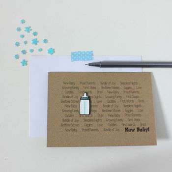 New Baby Congratulations Card With Baby Bottle, 6 of 8