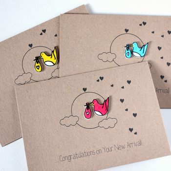 Personalised New Baby Congratulations Card With Stork, 8 of 8