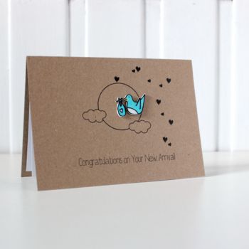 Personalised New Baby Congratulations Card With Stork, 2 of 8
