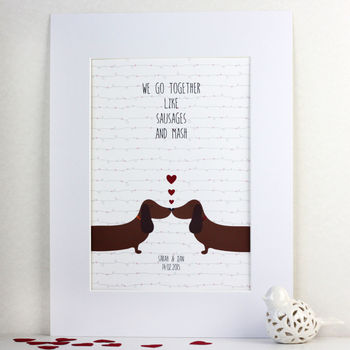 Personalised Sausage Dog Love Print, 3 of 7