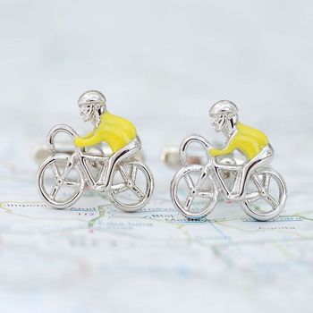 Personalised Yellow Jersey Bike Cufflinks, 2 of 8