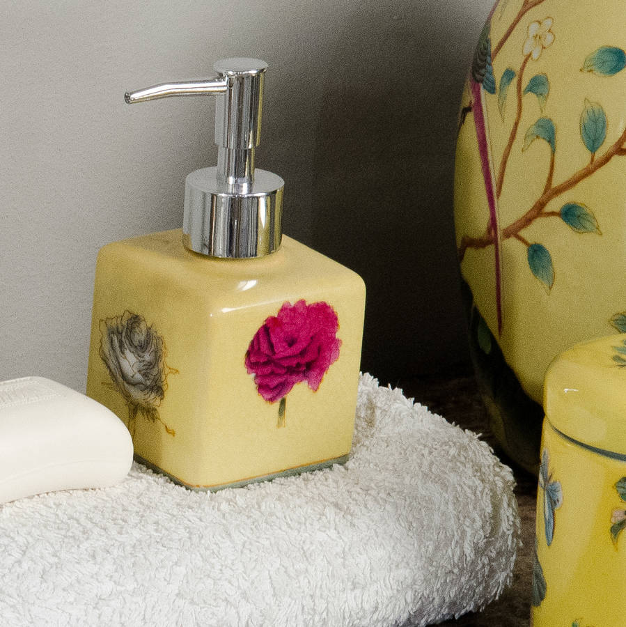 Yellow Square Ceramic Soap Dispenser By Orchid