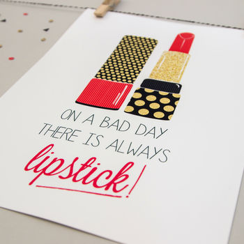Polka Dot Gold Lipstick Print, 2 of 2
