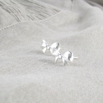 Sterling Silver Bow Ear Studs, 2 of 2
