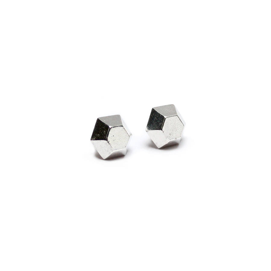 Hexagon Stud Earrings By Emily Margaret Hill Jewellery