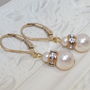 Crystal Rondelle And Pearl Leverback Earrings, thumbnail 3 of 5