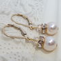 Crystal Rondelle And Pearl Leverback Earrings, thumbnail 2 of 5