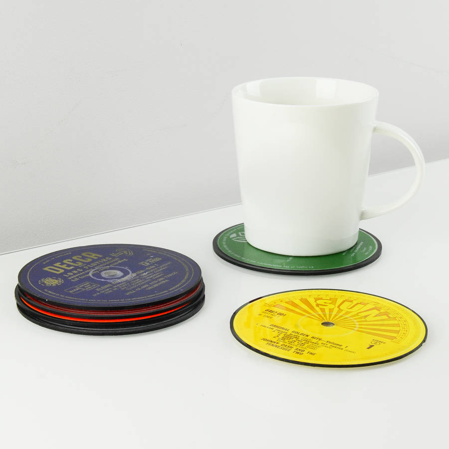 tazza di tè caffè tazza bevande Mat con supporto Coolty 6pcs Retro CD Record Vinyl Coaster antiscivolo Drink Coaster 
