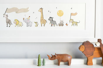 Personalised Framed Safari Baby Animal Parade Picture, 2 of 12