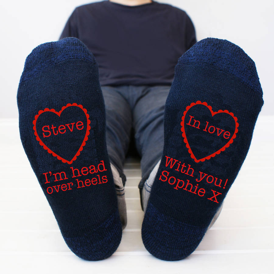 personalised head over heels men's socks by sparks clothing ...