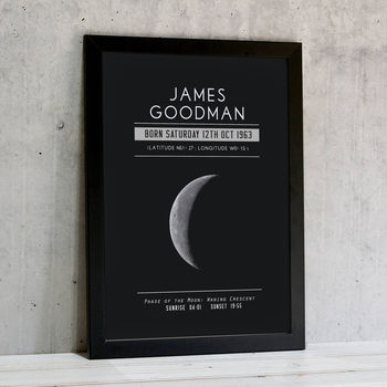 Personalised Moon Phase Significant Date Print, 7 of 8