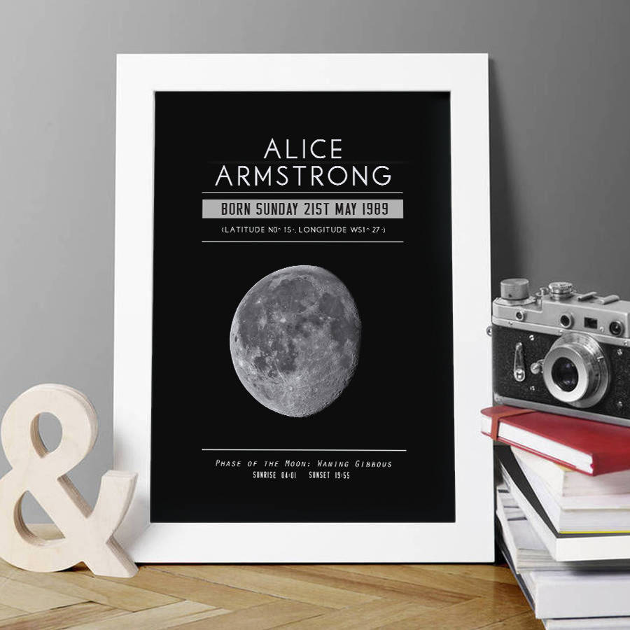 Personalised Moon Phase Significant Date Print By Oakdene Designs 