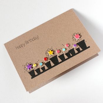 Personalised Happy Birthday Card With Flower Pots, 3 of 7