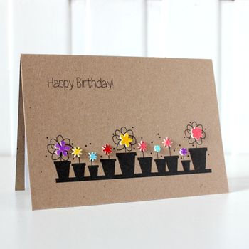Personalised Happy Birthday Card With Flower Pots, 2 of 7