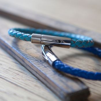 Luxury Bolo Leather Bracelet In Blue, 2 of 6