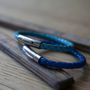 Luxury Bolo Leather Bracelet In Blue, thumbnail 3 of 6