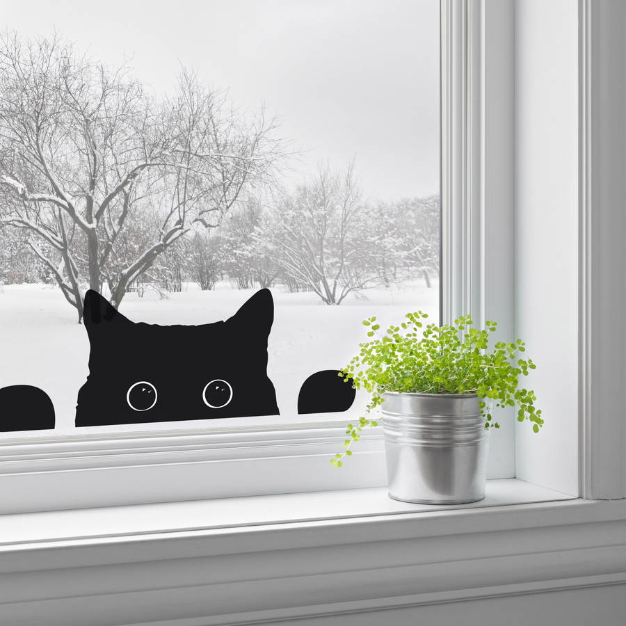 Peeping Cat Window Sticker, 1 of 2