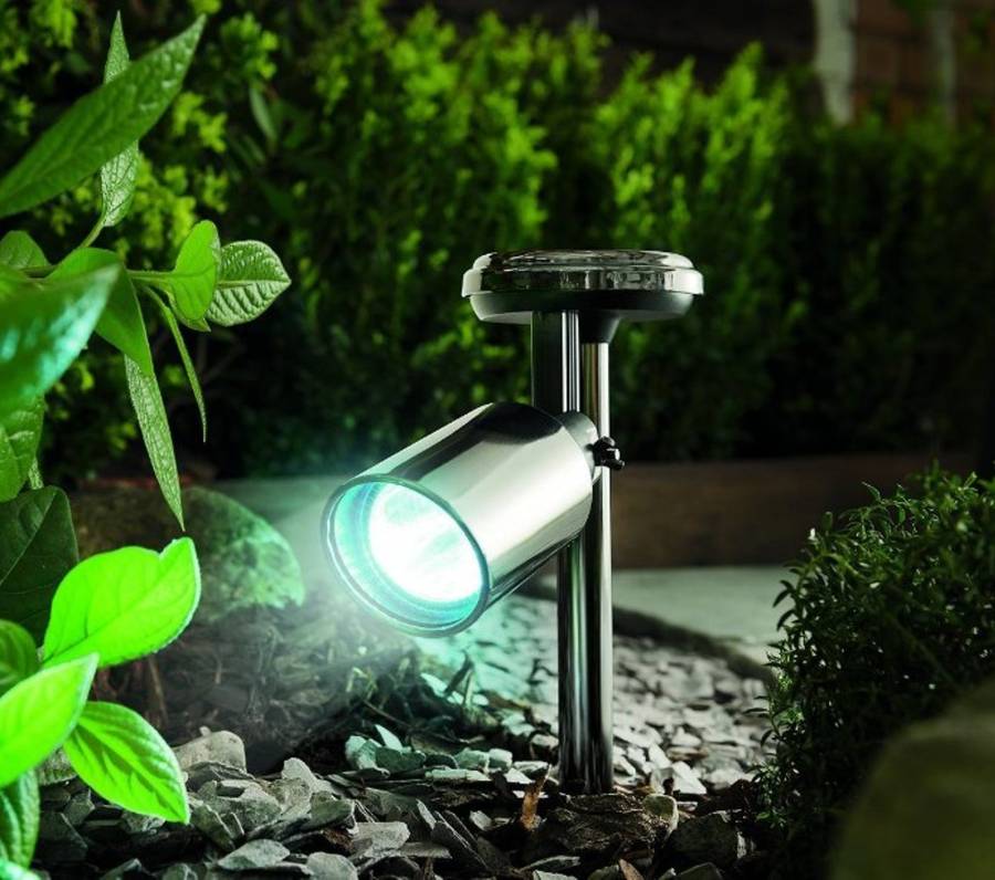 Stylish Black Nickel Solar Garden Spotlight By Garden Selections