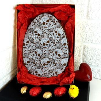 Large Chocolate Easter Egg With Skull Design, 5 of 5