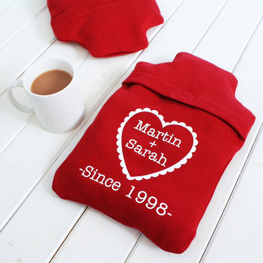 personalised together since hot water bottle cover by sparks clothing
