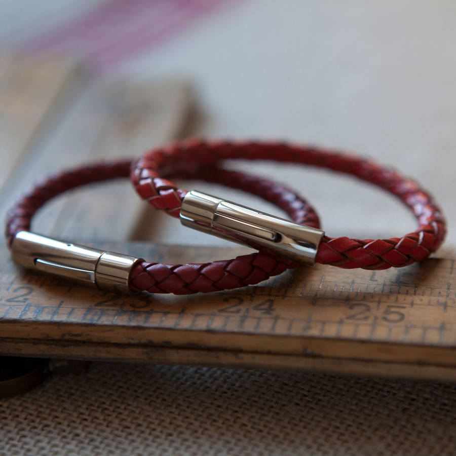Luxury Leather Bracelet Reds, 1 of 4