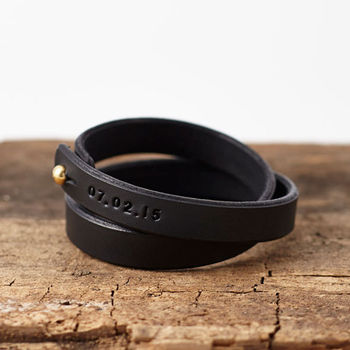 Personalised Stamped Leather Wrap Bracelet, 2 of 3