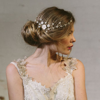 Sylvie Crystal And Pearl Wedding Hair Vine Bridal Comb, 2 of 12