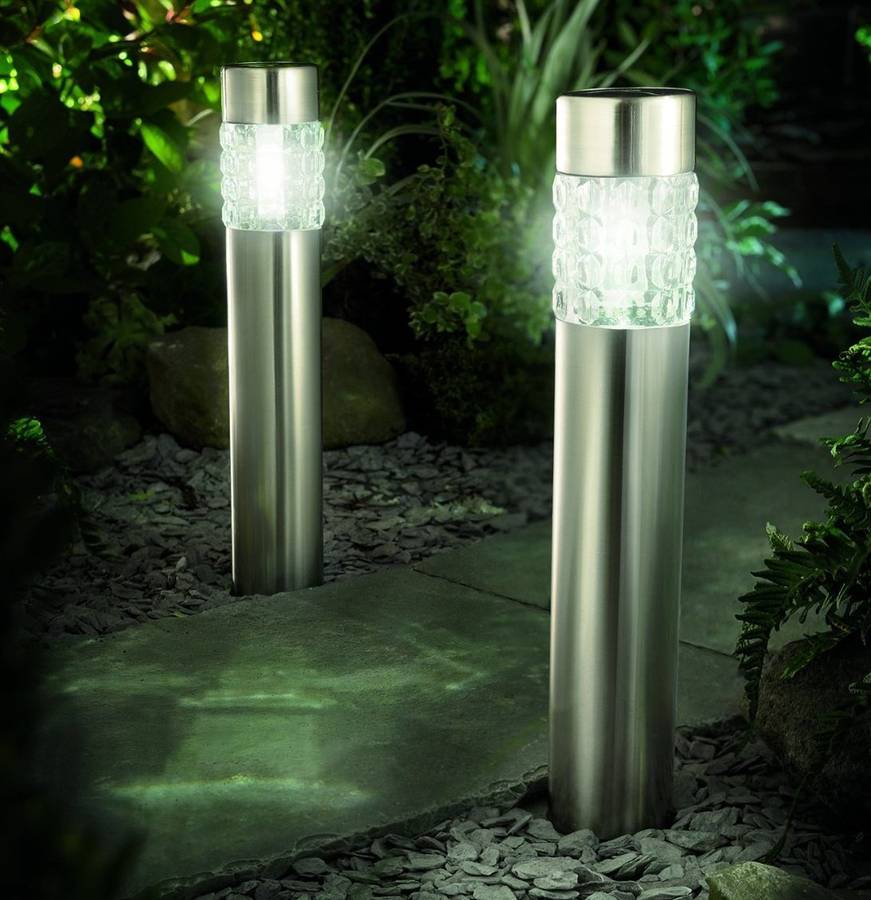 pair of solar powered bollard light with motion sensor by garden ...