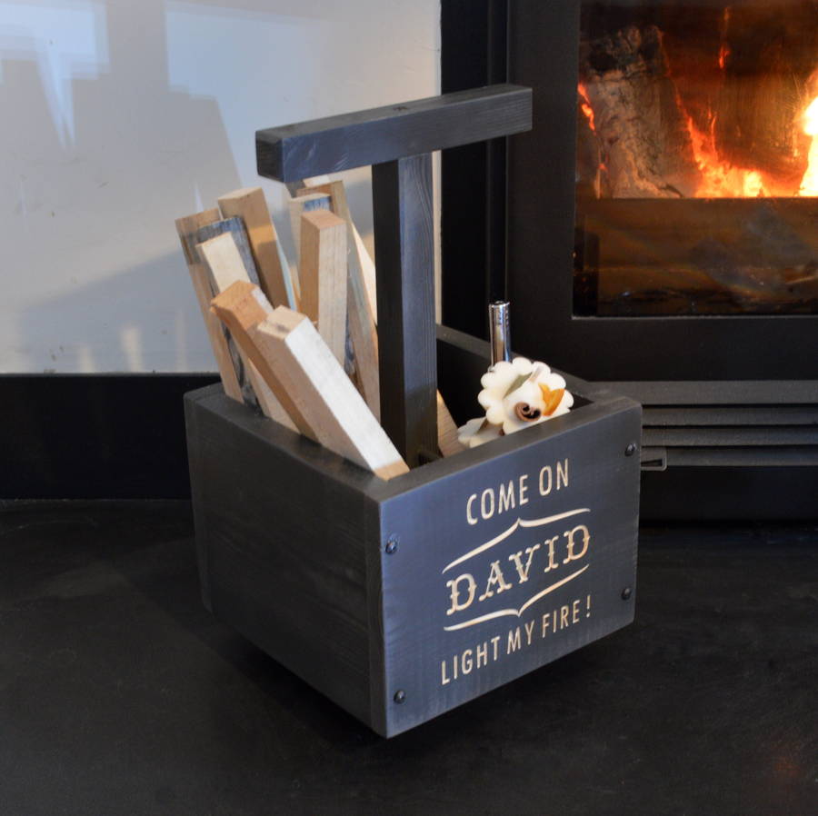 Fun Engraved Personalised Kindling Box By Winning Works