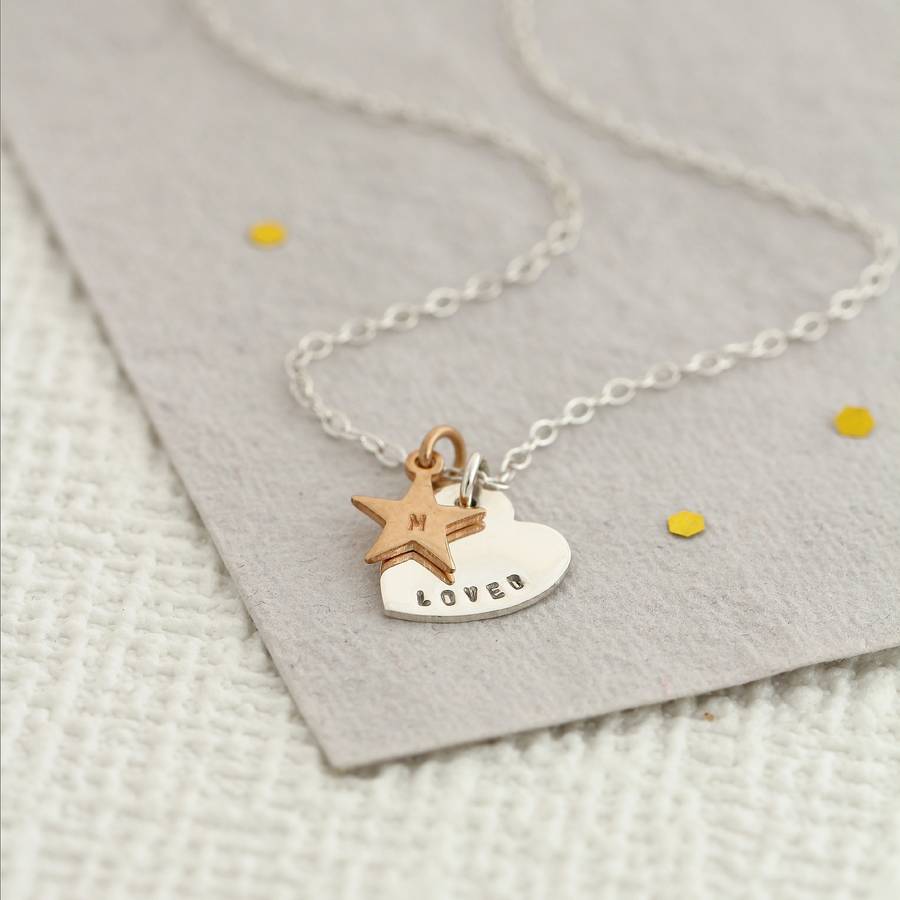 Personalised Heart And Star Necklace By Posh Totty Designs