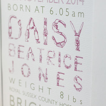 Personalised Girl Birth Print In Mount, 2 of 6