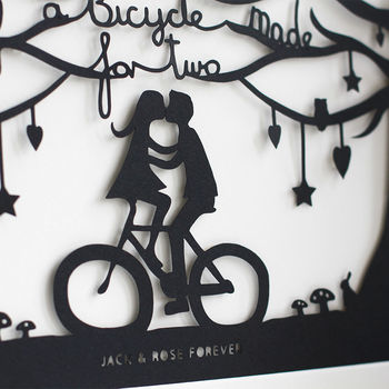 Romantic Bicycle Lovers Papercut Or Print In Mount, 3 of 4