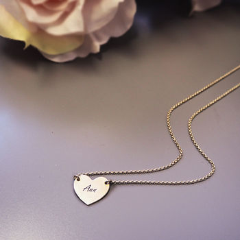 Personalised Engraved Heart Necklace By Anna Lou Of London ...