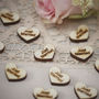 Vintage Just Married Wooden Heart Table Confetti, thumbnail 1 of 2