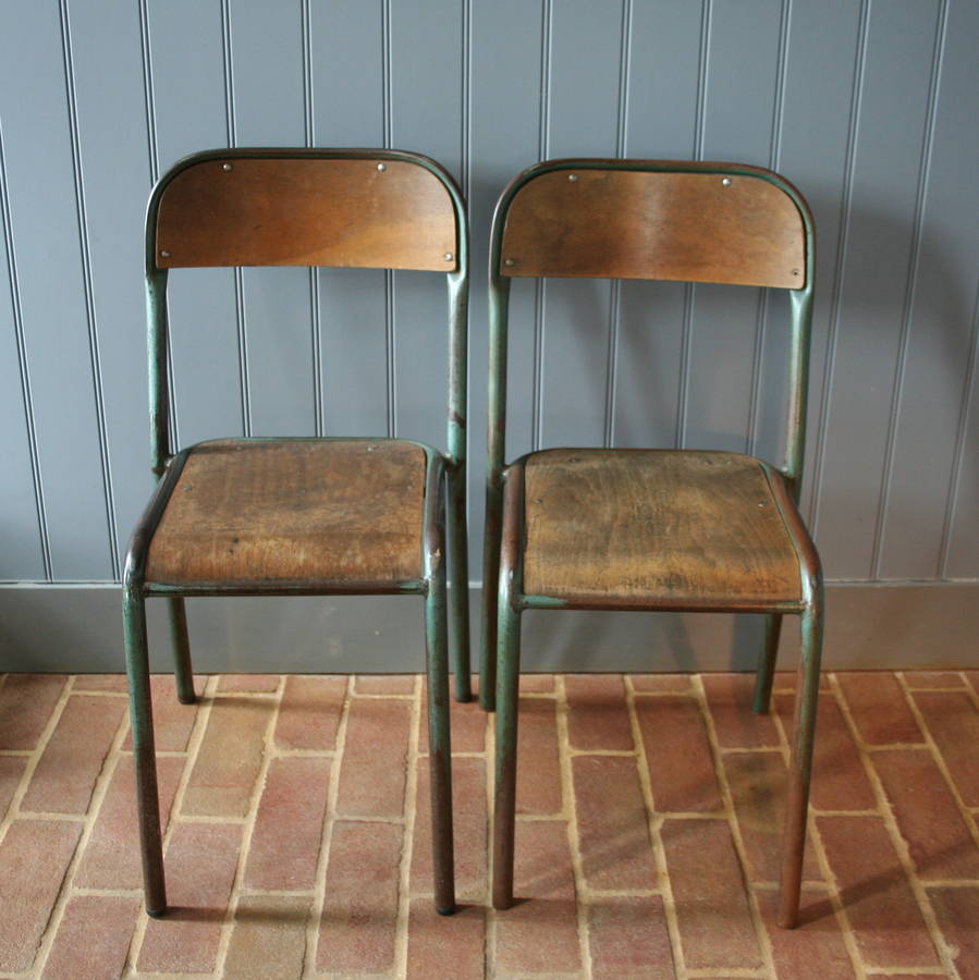vintage industrial metal stacking chairs by homestead store ...