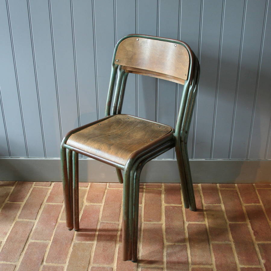 vintage industrial metal stacking chairs by homestead store ...