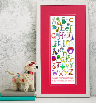 Personalised Dinosaur Alphabet Children's Print, 5 of 12