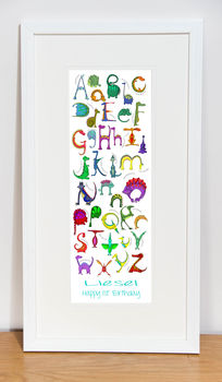 Personalised Dinosaur Alphabet Children's Print, 8 of 12