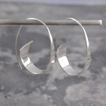 Curl Sterling Silver Ribbon Hoop Earrings, 2 of 4