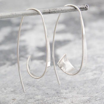 Flared Ribbon Sterling Silver Hoop Earrings, 2 of 4