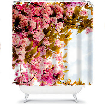 Pink Floral Shower Curtain By Ruby and B