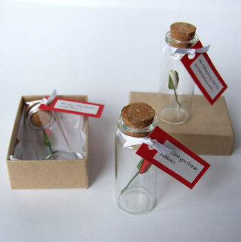 Tiny Single Rose In A Bottle With Personalised Message, 9 of 11