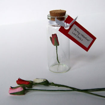 Tiny Single Rose In A Bottle With Personalised Message, 11 of 11