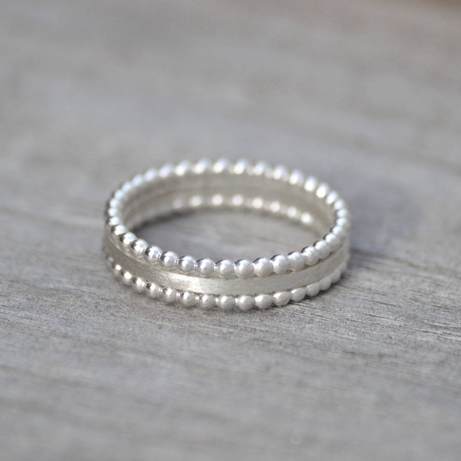 Stacking Rings Set Of Three In Solid Sterling Silver, 1 of 5