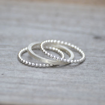 Stacking Rings Set Of Three In Solid Sterling Silver, 2 of 5