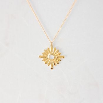 Gold Plated Bold Sunburst Necklace, 3 of 5
