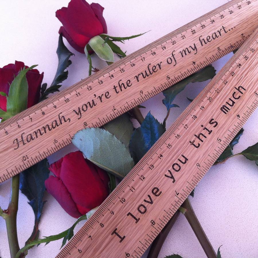Personalised Engraved Valentines Gift Ruler By Cleancut Wood